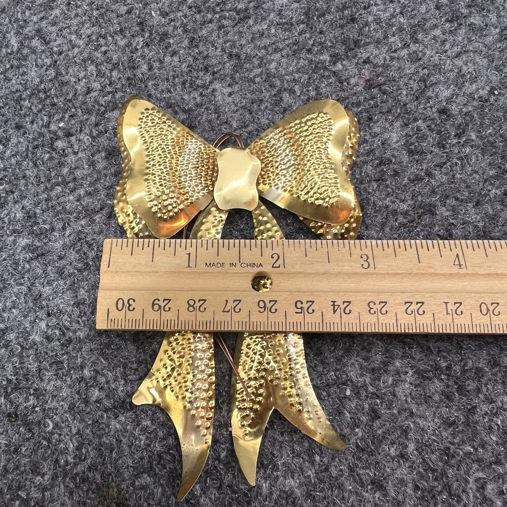 Vtg Home Interiors Trio Set Of 3 Brass Metal Punched Bows 3D Decor Wall Hanging - Picture 7 of 10